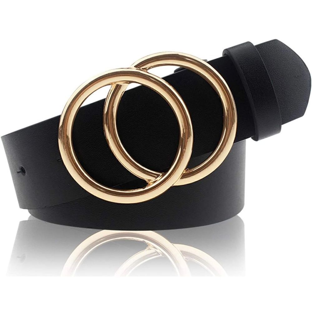 Black double circle gold color belt